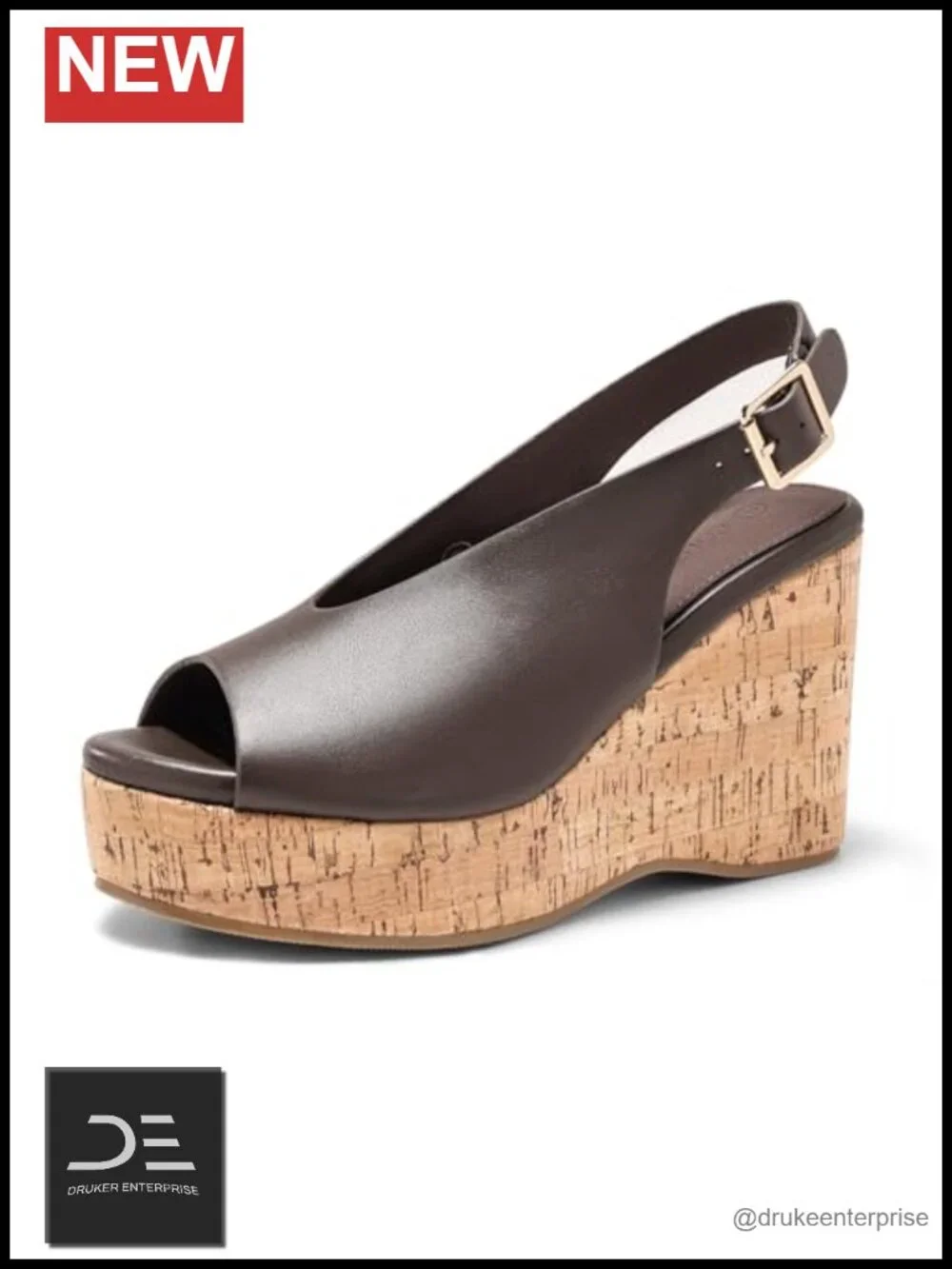 Platform Wedge Sandals Open Peep Toe Slingback Cork Heels Summer Beach